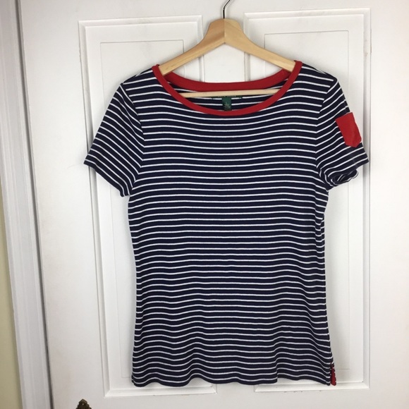 Lauren Ralph Lauren Striped Nautical Tee Short Sleeve Top Size L Cotton - Picture 1 of 8